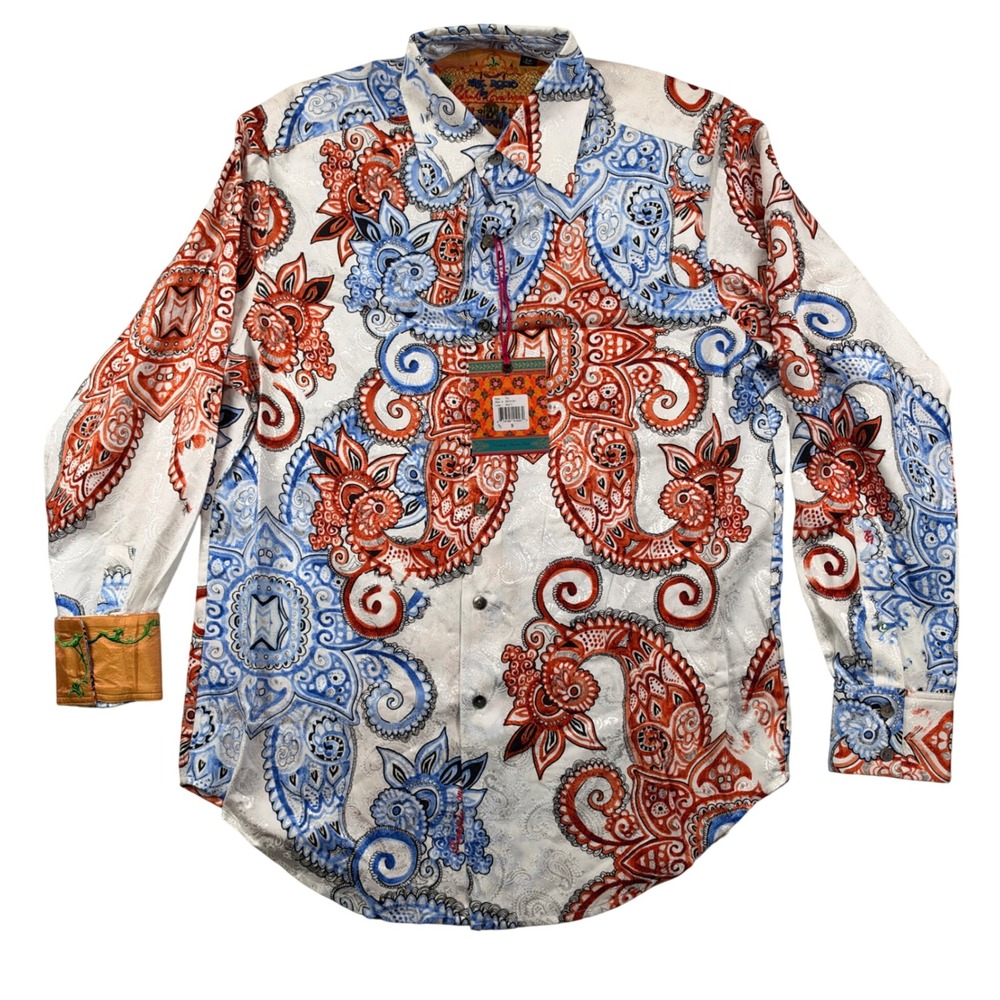 NEW Robert Graham Button Shirt Men Small Multi Taj Silk Road Paisley